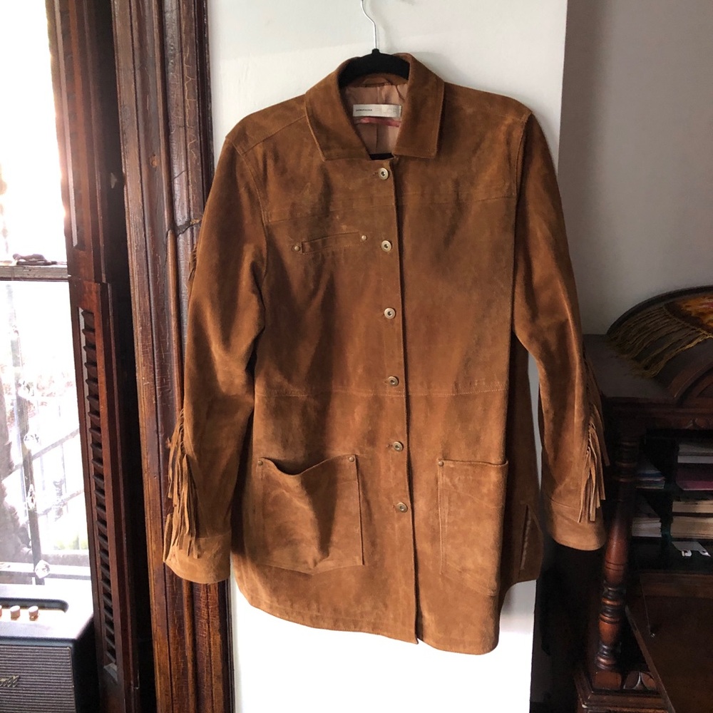 Pilcro Anthropologie Tan Suede Fringe Jacket